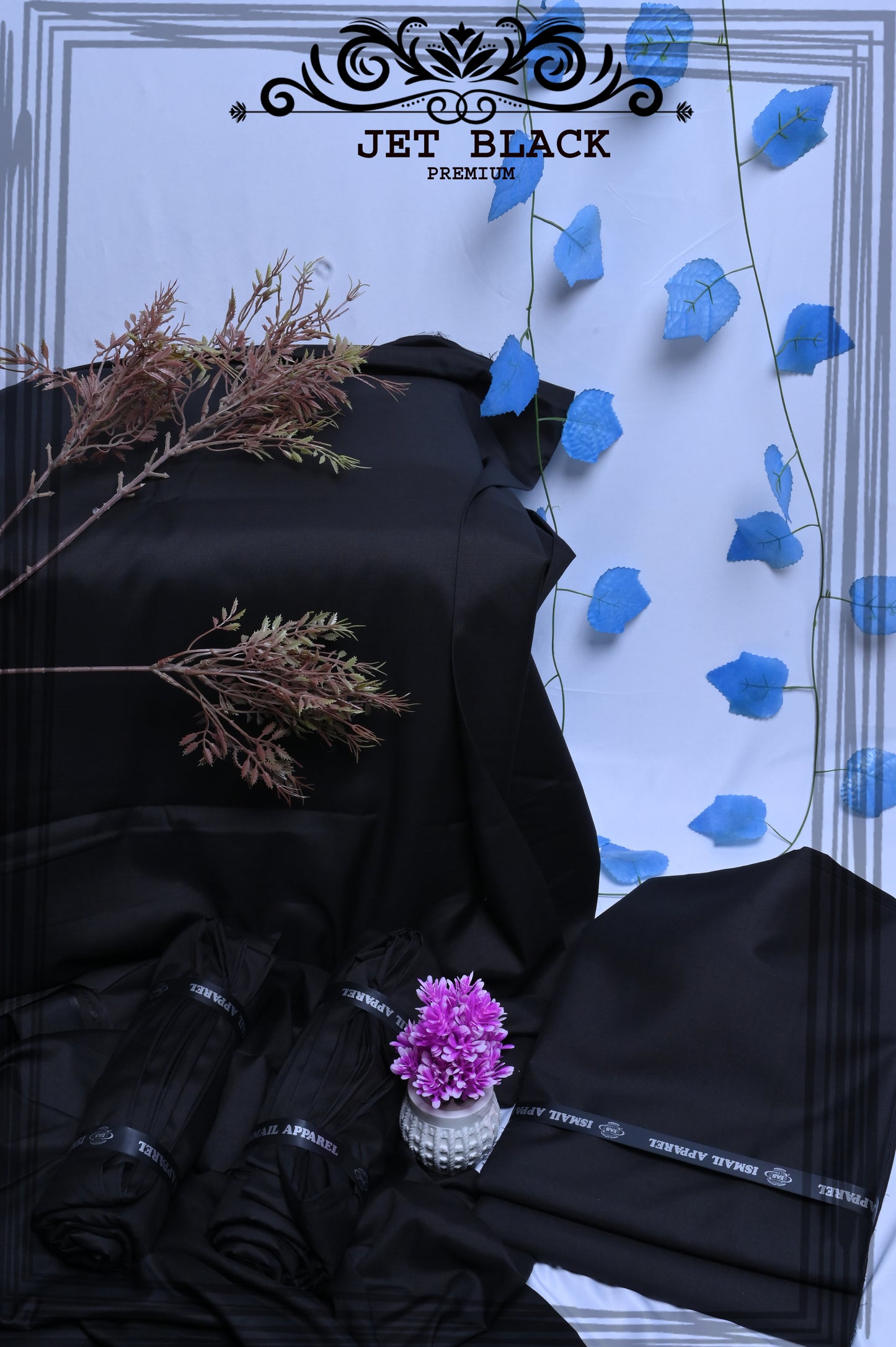 Jet Black - Titanic Boski Wash-and-Wear for Men - Unstitched