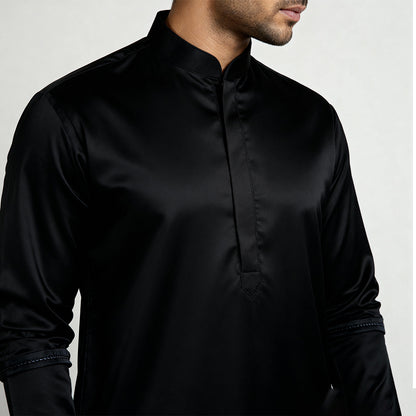 Premium Unstitched Winter Men's Suit – Wash & Wear (Black)