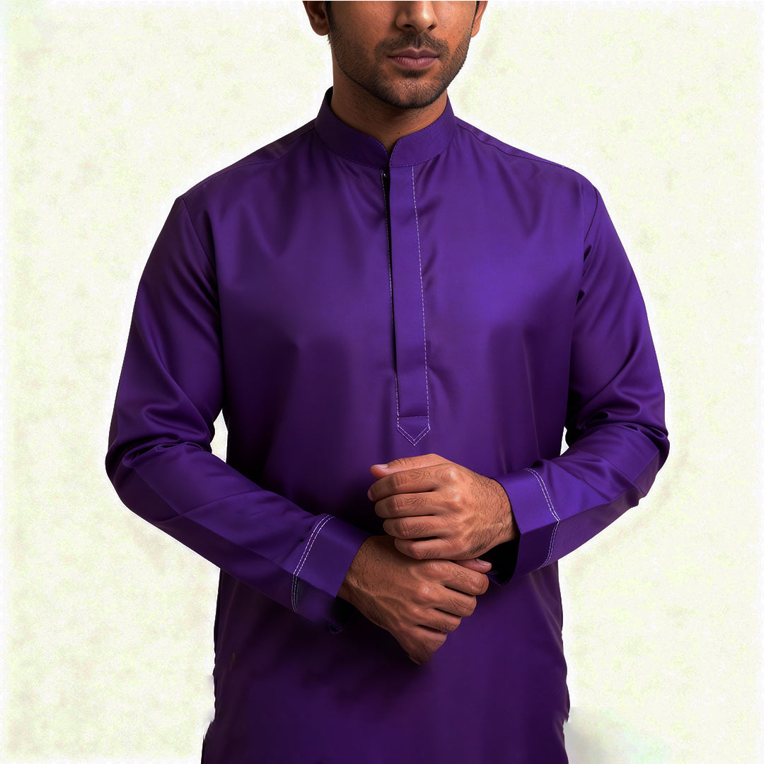 Premium Unstitched Winter Men's Suit – Wash & Wear (Purple)