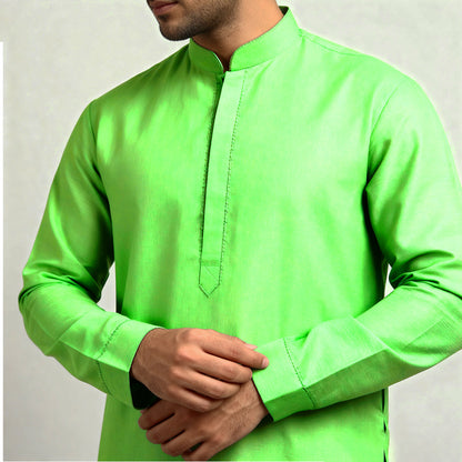 Premium Unstitched Winter Men's Suit – Wash & Wear (Parrot Green)