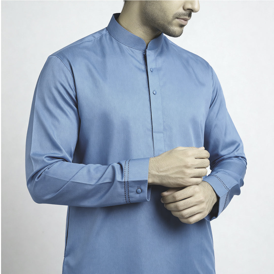 Premium Unstitched Winter Men's Suit – Wash & Wear (Silver)