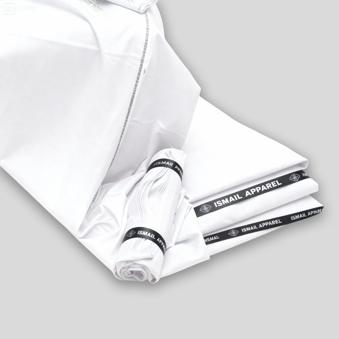 Premium Unstitched Winter Men's Suit – Wash & Wear (Pure White)