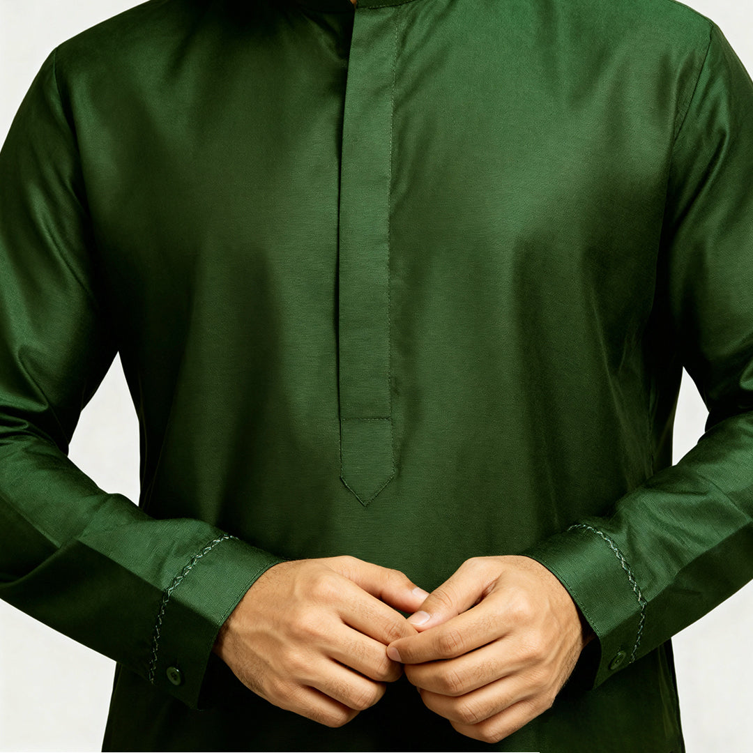 Premium Unstitched Winter Men's Suit – Wash & Wear (Moose Green)