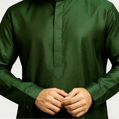 Premium Unstitched Winter Men's Suit – Wash & Wear (Moose Green)