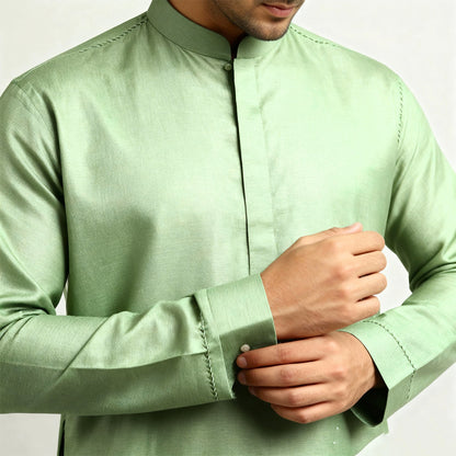 Premium Unstitched Winter Men's Suit – Wash & Wear (Mint Green)