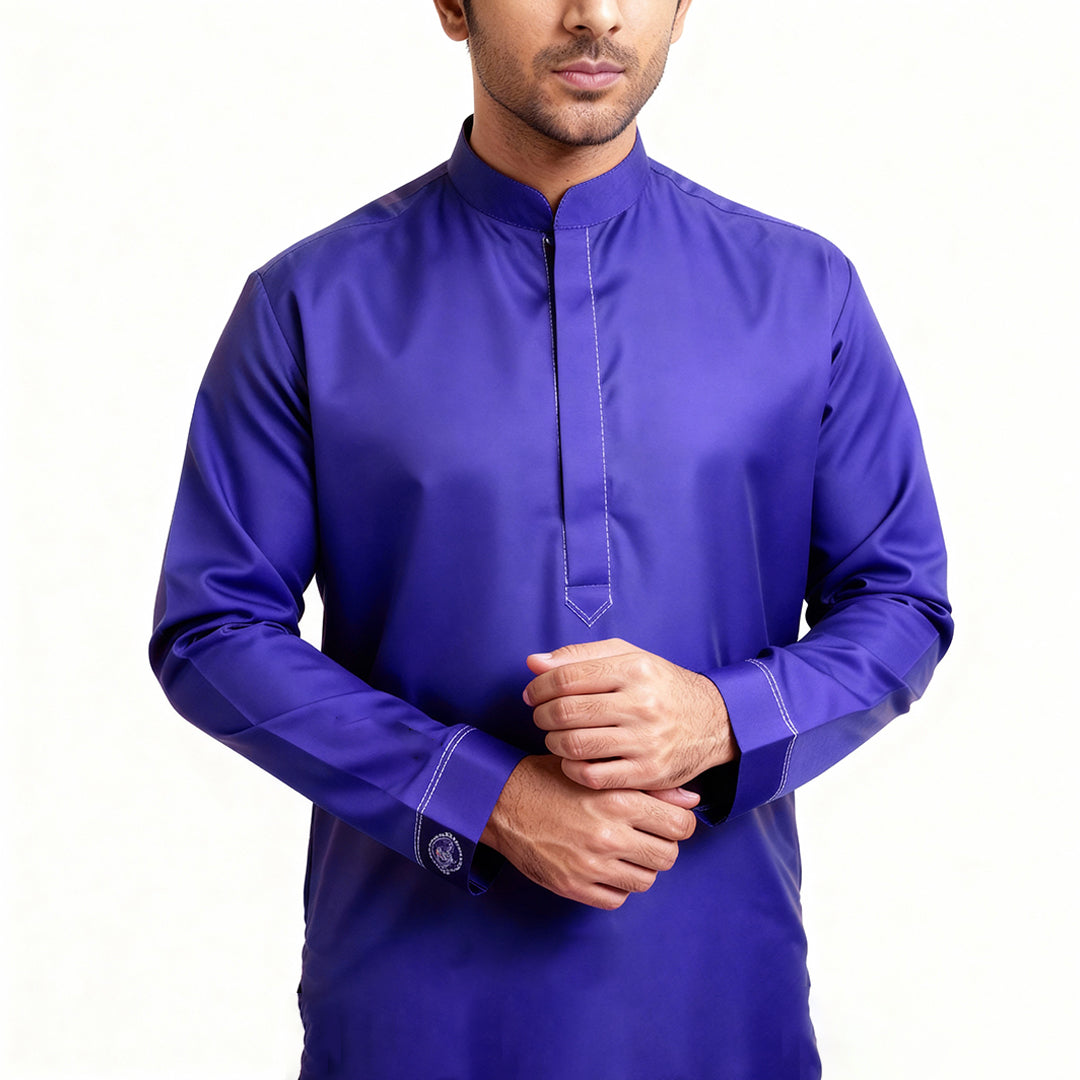 Premium Unstitched Winter Men's Suit – Wash & Wear (Dark Purple)