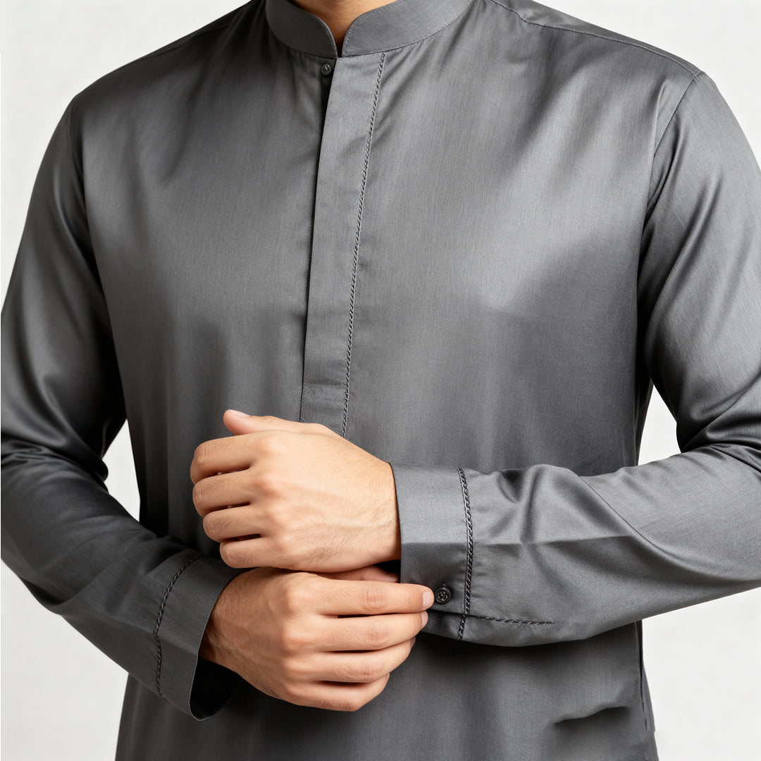 Premium Unstitched Winter Men's Suit – Wash & Wear (Metal Grey)