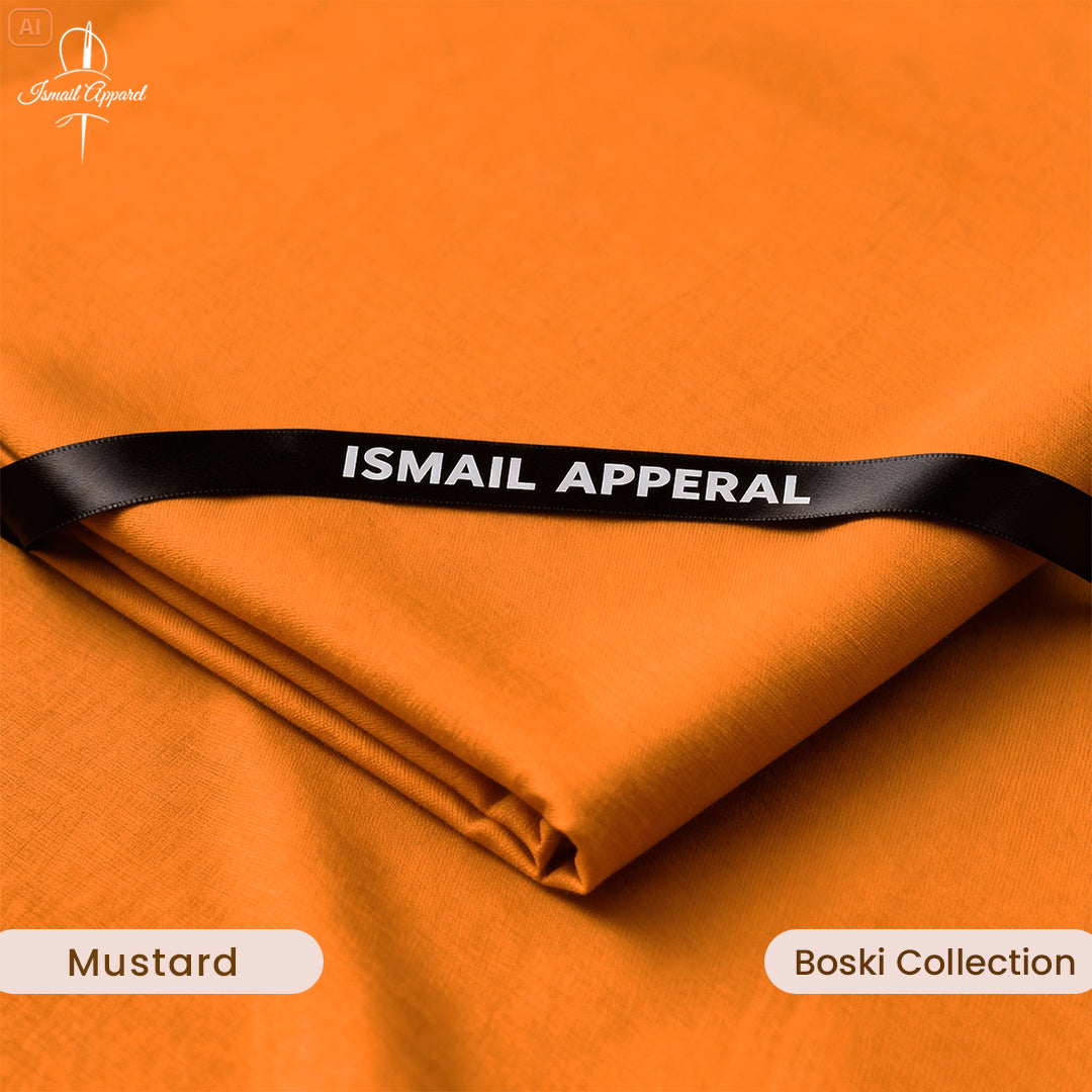 Premium Unstitched Winter Men's Suit – Wash & Wear (Dark Mustard)