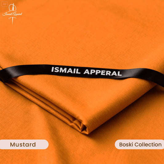 Premium Unstitched Winter Men's Suit – Wash & Wear (Dark Mustard)