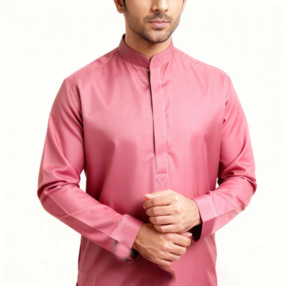 Premium Unstitched Winter Men's Suit – Wash & Wear (Rose Pink)